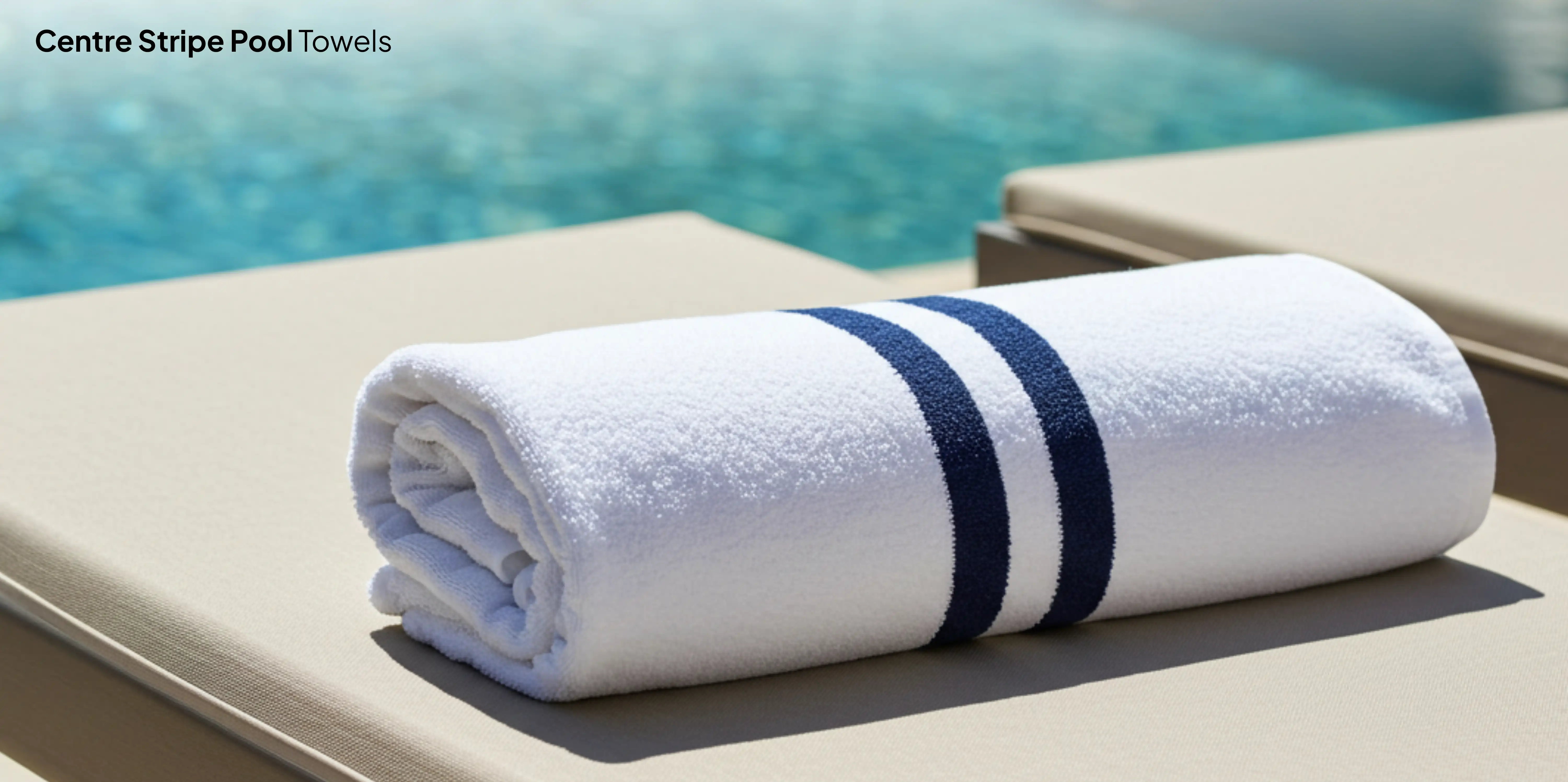 pool towel with navy stripes